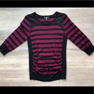 Iz Byer Striped Sweater sz L juniors Lace NWOT